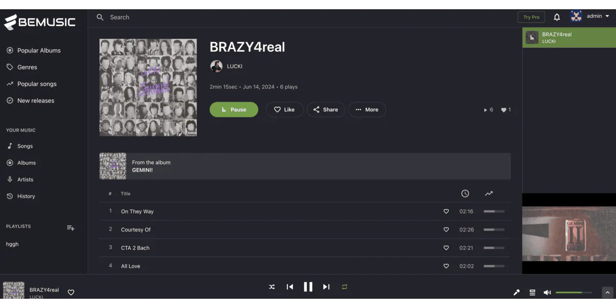 BeMusic - Music Streaming Engine Code tạo kênh website âm nhạc