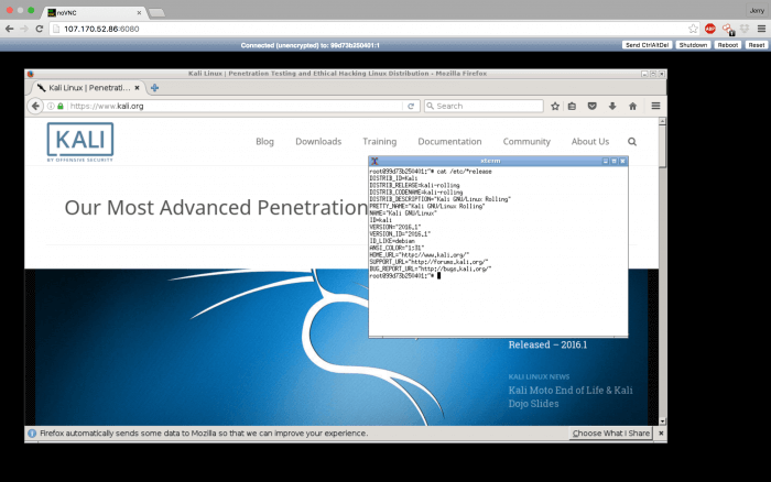 Sử dụng  Kali Linux trên trình duyệt Web